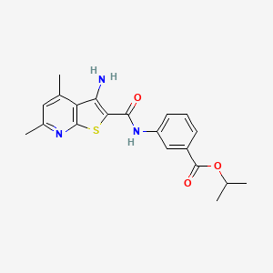 molecular formula C20H21N3O3S B2896780 propan-2-yl 3-{3-amino-4,6-dimethylthieno[2,3-b]pyridine-2-amido}benzoate CAS No. 691866-90-7