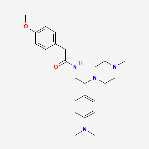 molecular formula C24H34N4O2 B2896781 N-{2-[4-(dimethylamino)phenyl]-2-(4-methylpiperazin-1-yl)ethyl}-2-(4-methoxyphenyl)acetamide CAS No. 946340-60-9