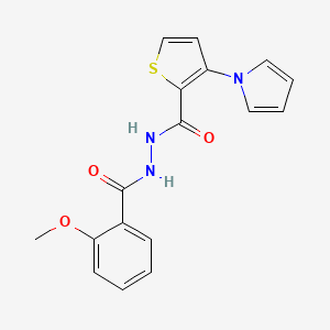 molecular formula C17H15N3O3S B2896782 N'-(2-methoxybenzoyl)-3-(1H-pyrrol-1-yl)-2-thiophenecarbohydrazide CAS No. 672952-11-3