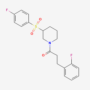 molecular formula C20H21F2NO3S B2896792 3-(2-Fluorophenyl)-1-(3-((4-fluorophenyl)sulfonyl)piperidin-1-yl)propan-1-one CAS No. 1797262-31-7