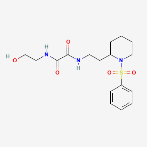 molecular formula C17H25N3O5S B2896799 N1-(2-hydroxyethyl)-N2-(2-(1-(phenylsulfonyl)piperidin-2-yl)ethyl)oxalamide CAS No. 898414-90-9