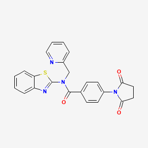 molecular formula C24H18N4O3S B2896827 N-(1,3-benzothiazol-2-yl)-4-(2,5-dioxopyrrolidin-1-yl)-N-[(pyridin-2-yl)methyl]benzamide CAS No. 886902-99-4