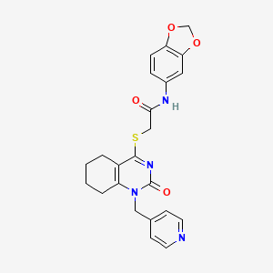 molecular formula C23H22N4O4S B2896847 N-(2H-1,3-benzodioxol-5-yl)-2-({2-oxo-1-[(pyridin-4-yl)methyl]-1,2,5,6,7,8-hexahydroquinazolin-4-yl}sulfanyl)acetamide CAS No. 899747-40-1