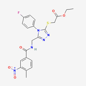 molecular formula C21H20FN5O5S B2896868 ethyl 2-((4-(4-fluorophenyl)-5-((4-methyl-3-nitrobenzamido)methyl)-4H-1,2,4-triazol-3-yl)thio)acetate CAS No. 689751-06-2