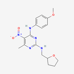 molecular formula C17H21N5O4 B2896889 N4-(4-methoxyphenyl)-6-methyl-5-nitro-N2-[(oxolan-2-yl)methyl]pyrimidine-2,4-diamine CAS No. 1211726-97-4