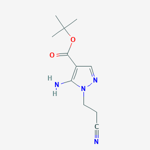 molecular formula C11H16N4O2 B2896917 Tert-butyl 5-amino-1-(2-cyanoethyl)pyrazole-4-carboxylate CAS No. 2287300-54-1
