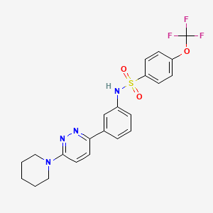 molecular formula C22H21F3N4O3S B2896945 N-{3-[6-(piperidin-1-yl)pyridazin-3-yl]phenyl}-4-(trifluoromethoxy)benzene-1-sulfonamide CAS No. 904831-67-0