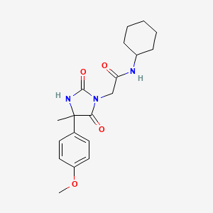 molecular formula C19H25N3O4 B2896946 N-cyclohexyl-2-[4-(4-methoxyphenyl)-4-methyl-2,5-dioxoimidazolidin-1-yl]acetamide CAS No. 1052561-75-7