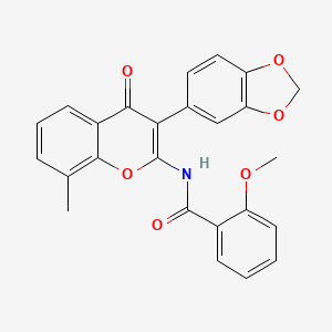 molecular formula C25H19NO6 B2896947 N-[3-(1,3-benzodioxol-5-yl)-8-methyl-4-oxo-4H-chromen-2-yl]-2-methoxybenzamide CAS No. 883960-68-7