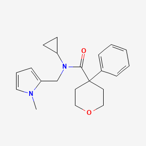 molecular formula C21H26N2O2 B2897004 N-cyclopropyl-N-((1-methyl-1H-pyrrol-2-yl)methyl)-4-phenyltetrahydro-2H-pyran-4-carboxamide CAS No. 1286710-15-3