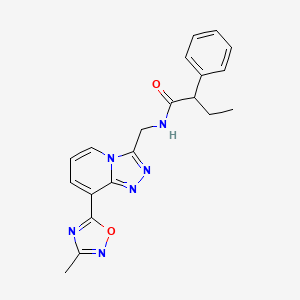molecular formula C20H20N6O2 B2897038 N-{[8-(3-Methyl-1,2,4-oxadiazol-5-YL)-[1,2,4]triazolo[4,3-A]pyridin-3-YL]methyl}-2-phenylbutanamide CAS No. 1775548-82-7