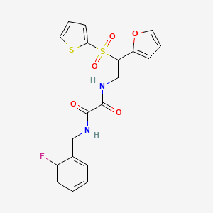 molecular formula C19H17FN2O5S2 B2897062 N'-[(2-fluorophenyl)methyl]-N-[2-(furan-2-yl)-2-(thiophene-2-sulfonyl)ethyl]ethanediamide CAS No. 896322-25-1