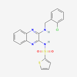 molecular formula C19H15ClN4O2S2 B2897064 N-(3-((2-chlorobenzyl)amino)quinoxalin-2-yl)thiophene-2-sulfonamide CAS No. 714945-34-3