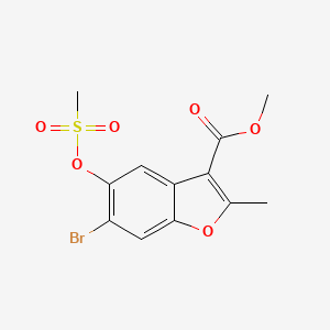 molecular formula C12H11BrO6S B2897067 Methyl 6-bromo-5-(methanesulfonyloxy)-2-methyl-1-benzofuran-3-carboxylate CAS No. 315237-06-0