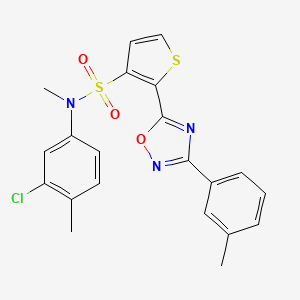 molecular formula C21H18ClN3O3S2 B2897075 N-(3-chloro-4-methylphenyl)-N-methyl-2-[3-(3-methylphenyl)-1,2,4-oxadiazol-5-yl]thiophene-3-sulfonamide CAS No. 1207037-48-6