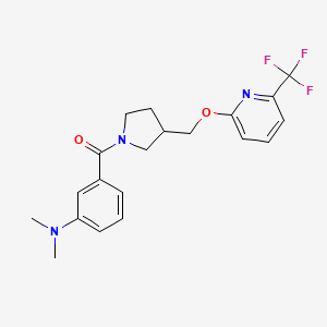 molecular formula C20H22F3N3O2 B2897078 N,N-dimethyl-3-[3-({[6-(trifluoromethyl)pyridin-2-yl]oxy}methyl)pyrrolidine-1-carbonyl]aniline CAS No. 2415541-00-1
