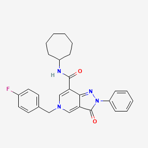 molecular formula C27H27FN4O2 B2897080 N-cycloheptyl-5-(4-fluorobenzyl)-3-oxo-2-phenyl-3,5-dihydro-2H-pyrazolo[4,3-c]pyridine-7-carboxamide CAS No. 921551-07-7