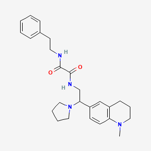 molecular formula C26H34N4O2 B2897081 N-[2-(1-methyl-1,2,3,4-tetrahydroquinolin-6-yl)-2-(pyrrolidin-1-yl)ethyl]-N'-(2-phenylethyl)ethanediamide CAS No. 922119-79-7