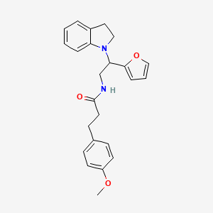 molecular formula C24H26N2O3 B2897114 N-(2-(furan-2-yl)-2-(indolin-1-yl)ethyl)-3-(4-methoxyphenyl)propanamide CAS No. 898458-21-4