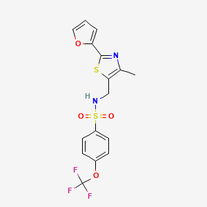 molecular formula C16H13F3N2O4S2 B2897121 N-((2-(furan-2-yl)-4-methylthiazol-5-yl)methyl)-4-(trifluoromethoxy)benzenesulfonamide CAS No. 1448122-53-9
