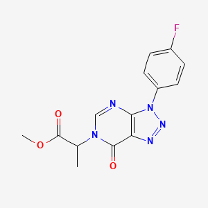 molecular formula C14H12FN5O3 B2897123 methyl 2-(3-(4-fluorophenyl)-7-oxo-3H-[1,2,3]triazolo[4,5-d]pyrimidin-6(7H)-yl)propanoate CAS No. 863019-62-9
