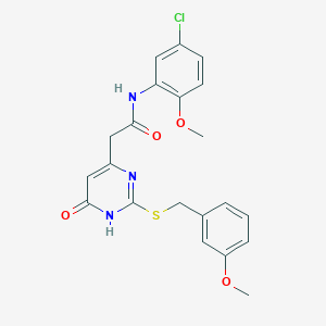 molecular formula C21H20ClN3O4S B2897153 N-(5-chloro-2-methoxyphenyl)-2-(2-((3-methoxybenzyl)thio)-6-oxo-1,6-dihydropyrimidin-4-yl)acetamide CAS No. 1105211-79-7