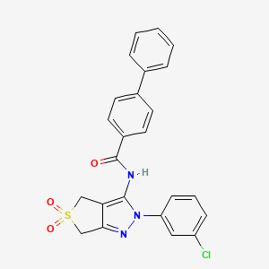 molecular formula C24H18ClN3O3S B2897188 N-(2-(3-chlorophenyl)-5,5-dioxido-4,6-dihydro-2H-thieno[3,4-c]pyrazol-3-yl)-[1,1'-biphenyl]-4-carboxamide CAS No. 681266-59-1