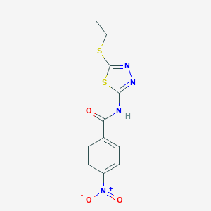 molecular formula C11H10N4O3S2 B289719 N-[5-(ethylthio)-1,3,4-thiadiazol-2-yl]-4-nitrobenzamide 