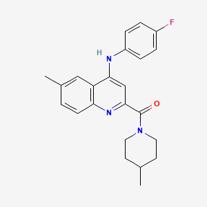 molecular formula C23H24FN3O B2897194 N-(4-fluorophenyl)-6-methyl-2-(4-methylpiperidine-1-carbonyl)quinolin-4-amine CAS No. 1226435-79-5