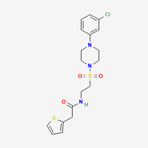molecular formula C18H22ClN3O3S2 B2897216 N-(2-((4-(3-chlorophenyl)piperazin-1-yl)sulfonyl)ethyl)-2-(thiophen-2-yl)acetamide CAS No. 897613-19-3
