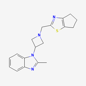 molecular formula C18H20N4S B2897229 1-[1-({4H,5H,6H-cyclopenta[d][1,3]thiazol-2-yl}methyl)azetidin-3-yl]-2-methyl-1H-1,3-benzodiazole CAS No. 2380088-32-2