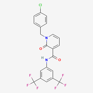 molecular formula C21H13ClF6N2O2 B2897250 N-[3,5-bis(trifluoromethyl)phenyl]-1-[(4-chlorophenyl)methyl]-2-oxo-1,2-dihydropyridine-3-carboxamide CAS No. 852924-40-4