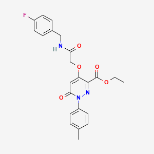 molecular formula C23H22FN3O5 B2897262 ethyl 4-({[(4-fluorophenyl)methyl]carbamoyl}methoxy)-1-(4-methylphenyl)-6-oxo-1,6-dihydropyridazine-3-carboxylate CAS No. 899993-02-3