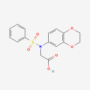 molecular formula C16H15NO6S B2897309 N-(2,3-dihydro-1,4-benzodioxin-6-yl)-N-(phenylsulfonyl)glycine CAS No. 361472-41-5