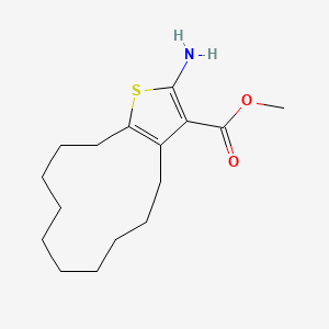 molecular formula C16H25NO2S B2897359 Methyl 2-amino-4,5,6,7,8,9,10,11,12,13-decahydrocyclododeca[b]thiophene-3-carboxylate CAS No. 350988-58-8