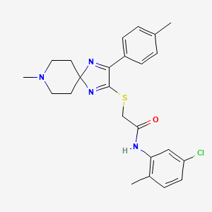 molecular formula C24H27ClN4OS B2897360 N-(5-chloro-2-methylphenyl)-2-((8-methyl-3-(p-tolyl)-1,4,8-triazaspiro[4.5]deca-1,3-dien-2-yl)thio)acetamide CAS No. 1190011-51-8