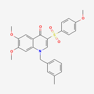 6,7-Dimethoxy-3-(4-methoxyphenyl)sulfonyl-1-[(3-methylphenyl)methyl]quinolin-4-one