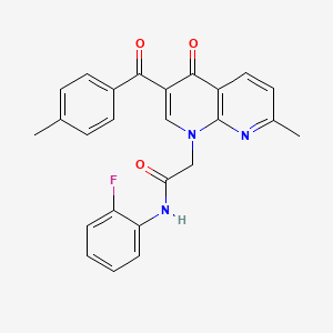molecular formula C25H20FN3O3 B2897411 N-(2-fluorophenyl)-2-[7-methyl-3-(4-methylbenzoyl)-4-oxo-1,4-dihydro-1,8-naphthyridin-1-yl]acetamide CAS No. 894907-96-1