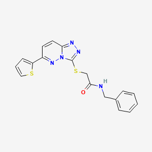 molecular formula C18H15N5OS2 B2897421 N-benzyl-2-{[6-(thiophen-2-yl)-[1,2,4]triazolo[4,3-b]pyridazin-3-yl]sulfanyl}acetamide CAS No. 891101-43-2