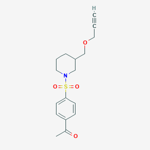 molecular formula C17H21NO4S B2897426 1-(4-((3-((Prop-2-yn-1-yloxy)methyl)piperidin-1-yl)sulfonyl)phenyl)ethanone CAS No. 1251564-60-9