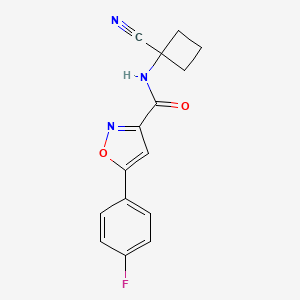 molecular formula C15H12FN3O2 B2897431 N-(1-cyanocyclobutyl)-5-(4-fluorophenyl)-1,2-oxazole-3-carboxamide CAS No. 1797243-46-9