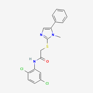 molecular formula C18H15Cl2N3OS B2897447 N-(2,5-dichlorophenyl)-2-[(1-methyl-5-phenyl-1H-imidazol-2-yl)sulfanyl]acetamide CAS No. 921816-62-8