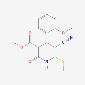 molecular formula C16H16N2O4S B2897567 Methyl 5-cyano-4-(2-methoxyphenyl)-6-(methylsulfanyl)-2-oxo-1,2,3,4-tetrahydropyridine-3-carboxylate CAS No. 374922-15-3