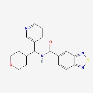 molecular formula C18H18N4O2S B2897589 N-[(oxan-4-yl)(pyridin-3-yl)methyl]-2,1,3-benzothiadiazole-5-carboxamide CAS No. 2034343-52-5