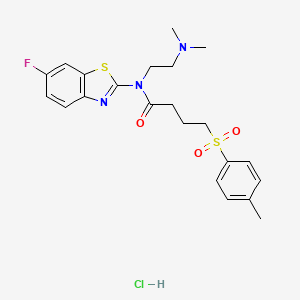 molecular formula C22H27ClFN3O3S2 B2897646 N-(2-(dimethylamino)ethyl)-N-(6-fluorobenzo[d]thiazol-2-yl)-4-tosylbutanamide hydrochloride CAS No. 1216438-50-4