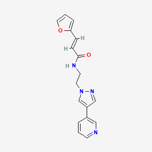 molecular formula C17H16N4O2 B2897657 (2E)-3-(furan-2-yl)-N-{2-[4-(pyridin-3-yl)-1H-pyrazol-1-yl]ethyl}prop-2-enamide CAS No. 2097941-08-5
