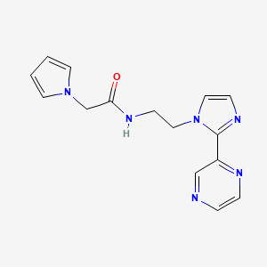 molecular formula C15H16N6O B2897663 N-{2-[2-(pyrazin-2-yl)-1H-imidazol-1-yl]ethyl}-2-(1H-pyrrol-1-yl)acetamide CAS No. 2097932-18-6