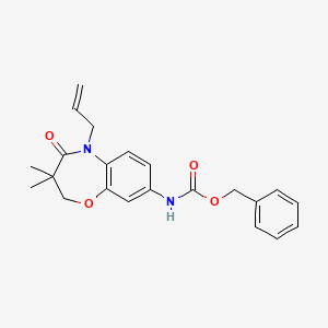 molecular formula C22H24N2O4 B2897664 Benzyl (5-allyl-3,3-dimethyl-4-oxo-2,3,4,5-tetrahydrobenzo[b][1,4]oxazepin-8-yl)carbamate CAS No. 921869-36-5
