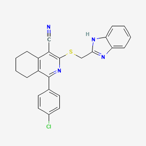 molecular formula C24H19ClN4S B2897702 3-(((1H-benzo[d]imidazol-2-yl)methyl)thio)-1-(4-chlorophenyl)-5,6,7,8-tetrahydroisoquinoline-4-carbonitrile CAS No. 840454-96-8