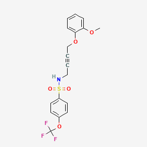 molecular formula C18H16F3NO5S B2897709 N-(4-(2-methoxyphenoxy)but-2-yn-1-yl)-4-(trifluoromethoxy)benzenesulfonamide CAS No. 1428359-73-2